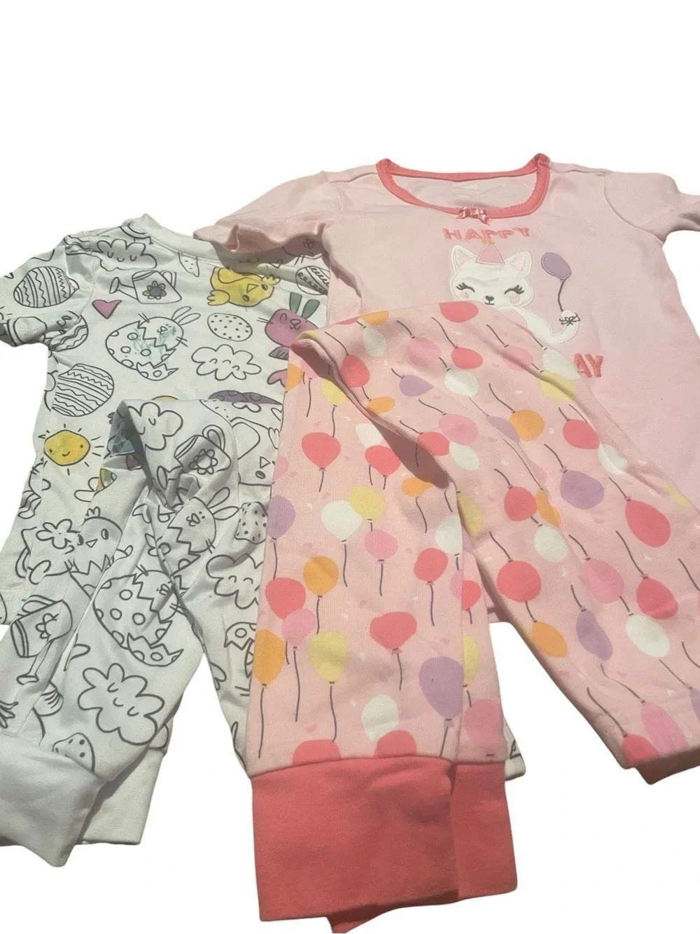 Gymboree Happy Birthday Girls Pink Balloon & Gray Doodle Pajama Set